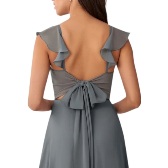 Azazie Everett Dress Steel Gray Size 8 - Picture 3 of 16